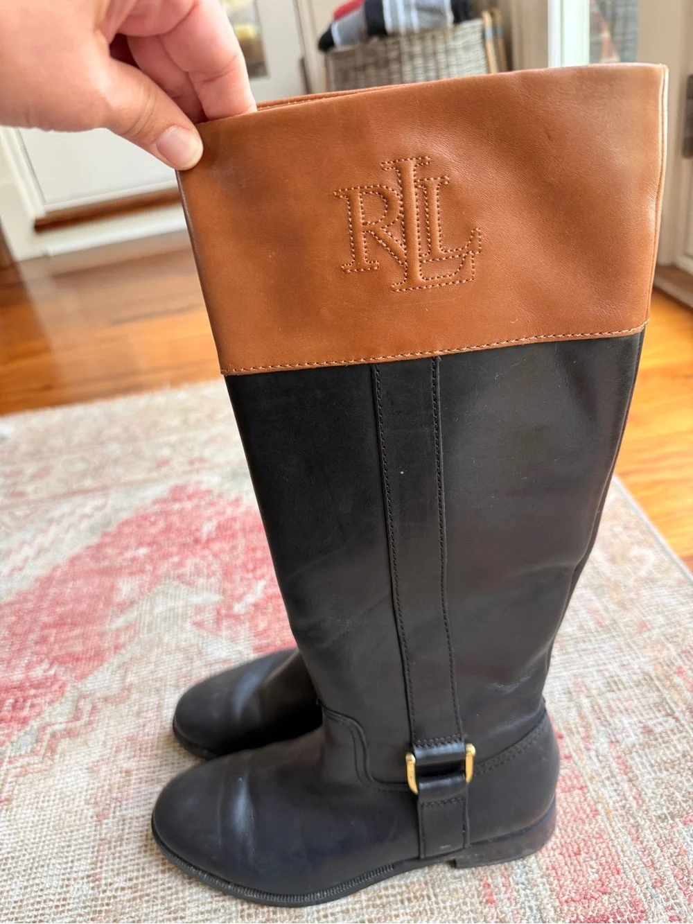 Ralph Lauren equestrian fall Leather Over-the-Knee Boots with Cognac Cuff